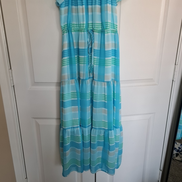 Time and Tru Women's Flutter Sleeve Tiered Dress. Sz,Small Color Blue - Picture 6 of 11